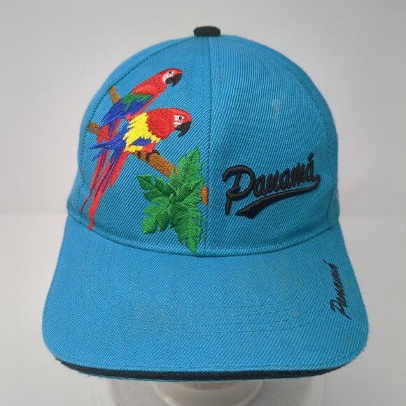 Panaman Strapback Hat Blue One Size Adjustable Embroidered Parrot Mega Sport - Picture 2 of 8